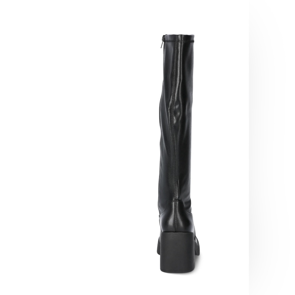New Steve Madden Deegan Lug-Sole Knee-High Block-Heel Boots in Black Size 9 - Picture 3 of 10
